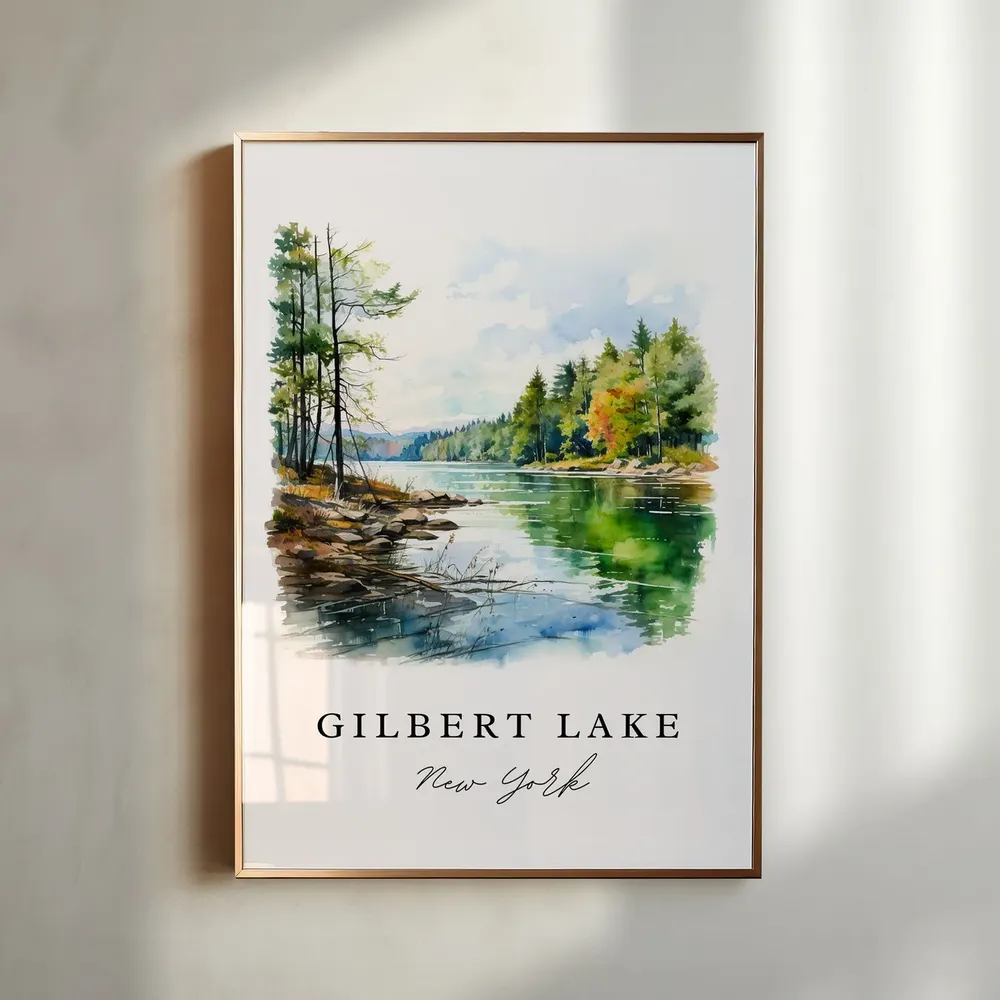 Gilbert Lake NY Travel Poster, New York Wall Art - Image 4