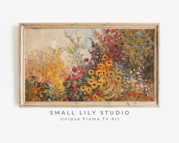 Fall Floral Landscape Vintage Style Art Print