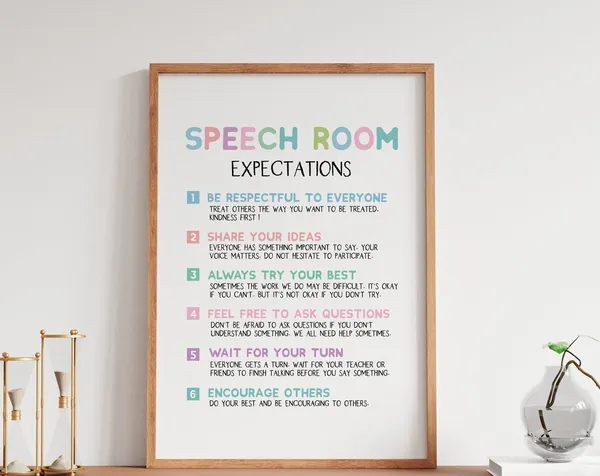 Speech Room Expectations Therapy Decor Art Print