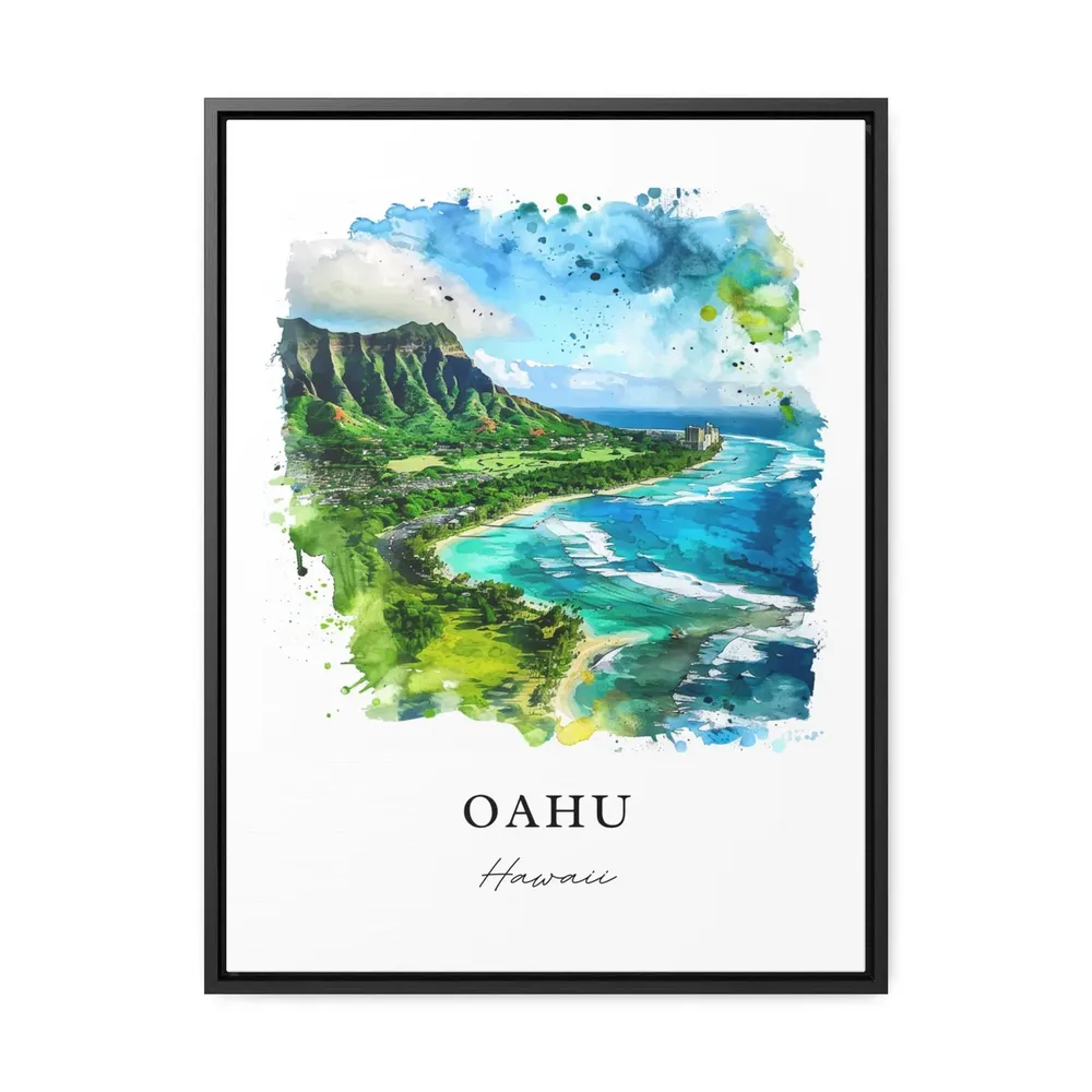 Oahu Hawaii Watercolor Honolulu Travel Poster Print - Image 3