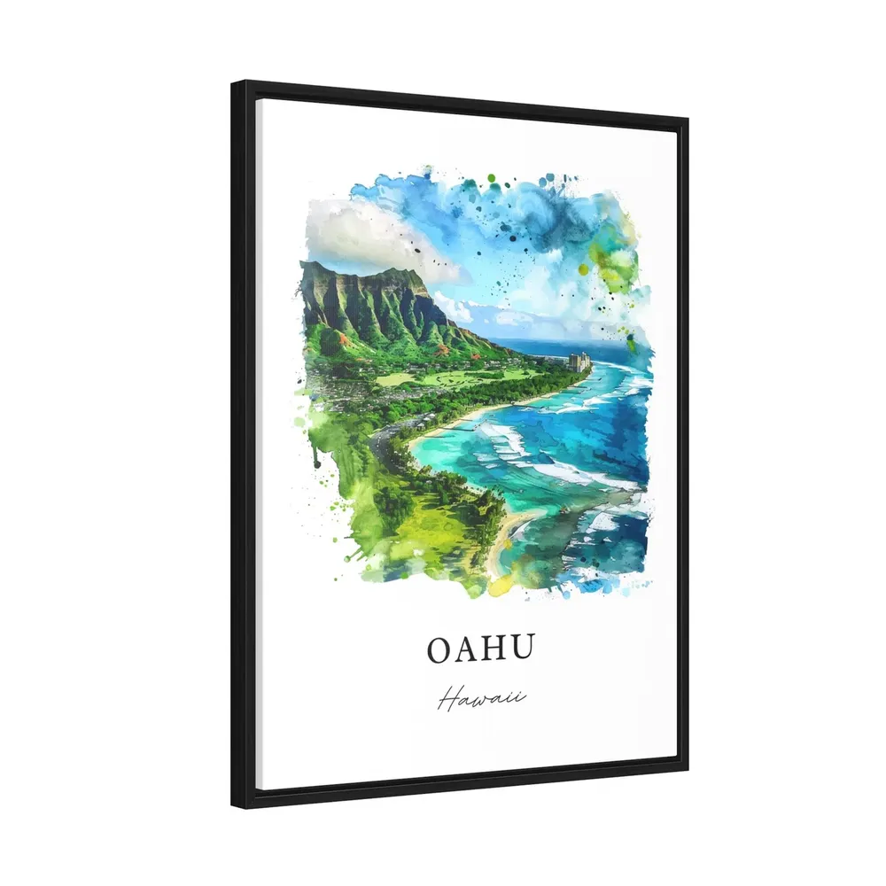 Oahu Hawaii Watercolor Honolulu Travel Poster Print - Image 2