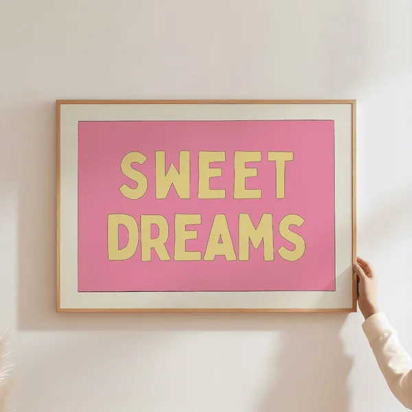 Sweet Dreams Poster, Cute Girls Room Bedroom Decor