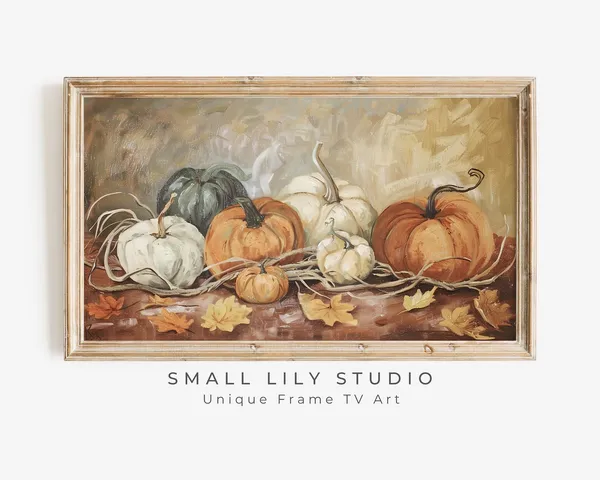 Pumpkin Harvest Vintage Style Art Print, Autumn