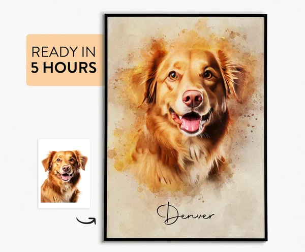 Personalized Watercolor Pet Memorial Portraits, Art Print