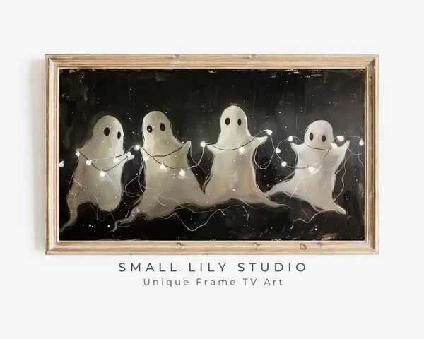 Ghosts Playing With Lights, Neutral Halloween Art Print
