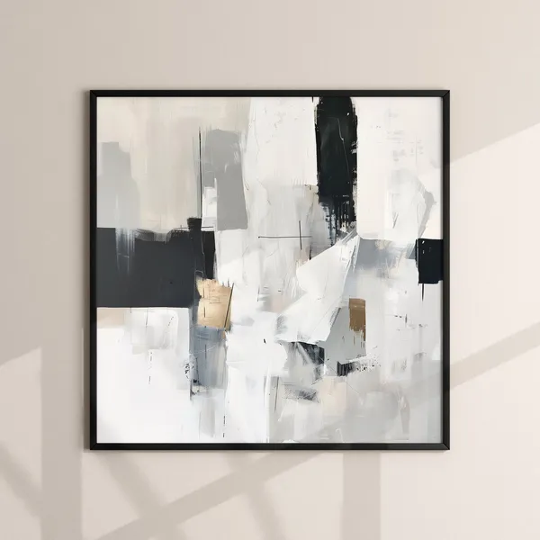 Modern Black And White Abstract Art Print, Japandi