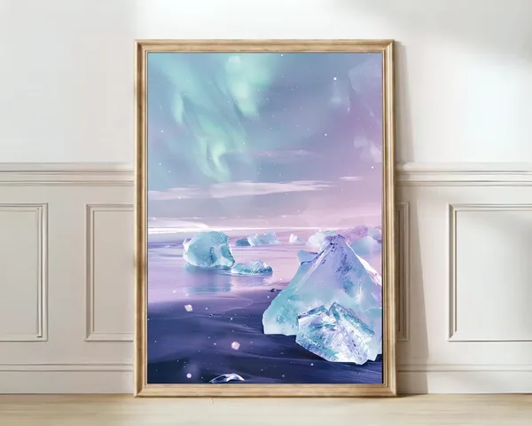 Iceland Aurora Borealis Diamond Beach Art Print