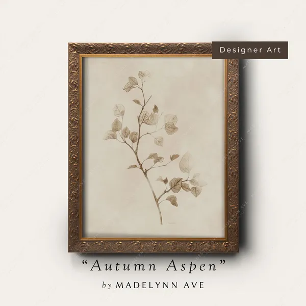 Fall Branch Botanical Sketch, Antique Style Art Print