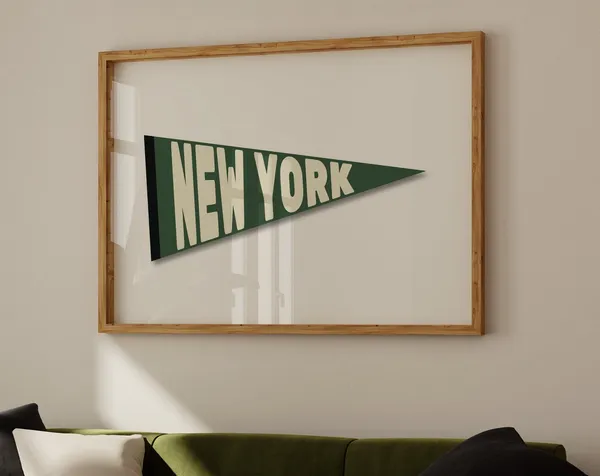 New York Vintage Pennant Flag Poster, NYC Apartment