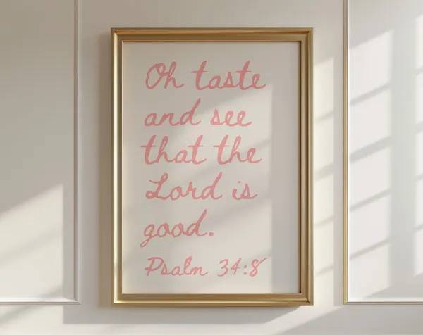 Psalm 34:8 Christian Coastal Faith Poster