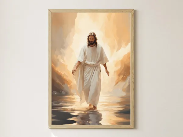 Jesus Christ Walking on Water, Christian Sketch Art