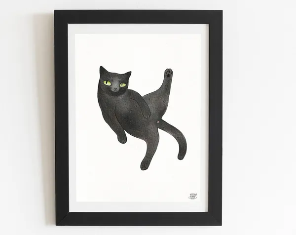 Black Cat - Funny Cat Art