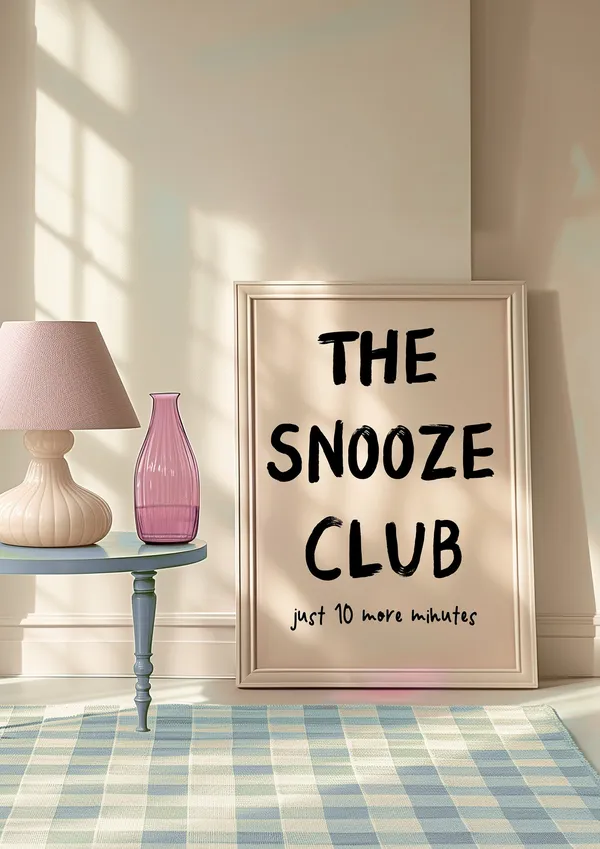 The Snooze Club Typography Poster, Bedroom Decor