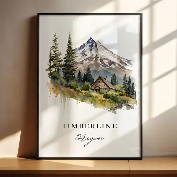 Timberline Oregon Travel Poster, Custom Text Art Print