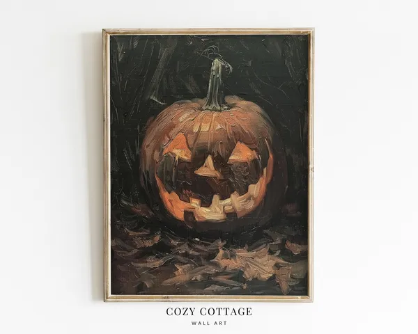 Jack O Lantern Vintage Pumpkin Art Print, Halloween
