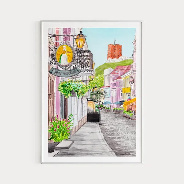 Vilnius Cityscape Art Print, Lithuania Travel Poster