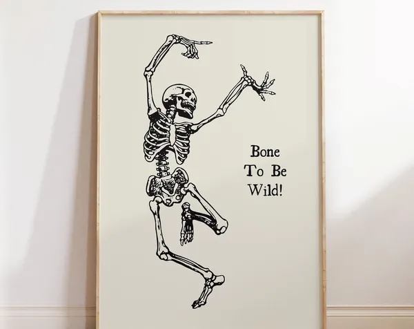 Vintage Skeleton Halloween Funny Quote Art Print
