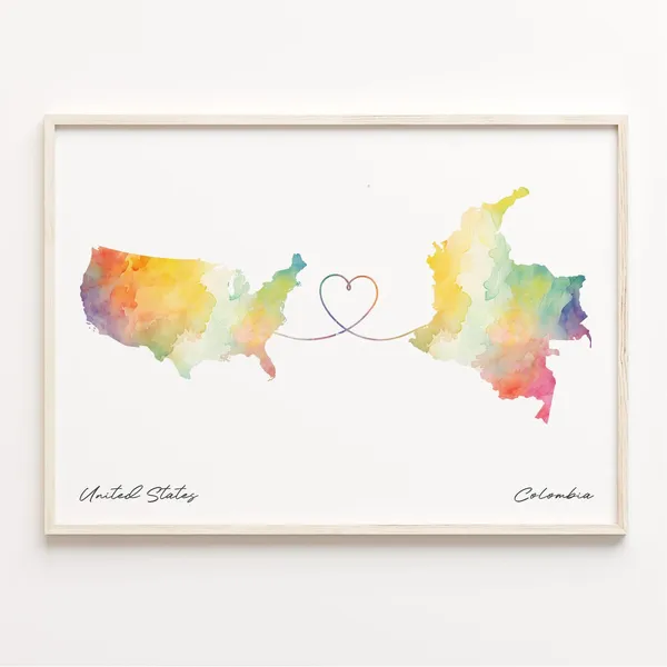 Colombia Watercolor Map Art Print, Travel Poster