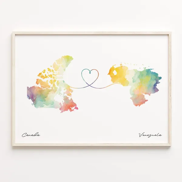 Canada To Venezuela Watercolor Map Art Print