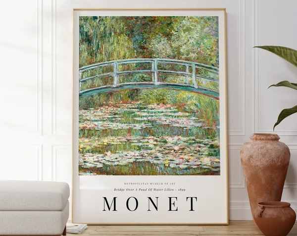 Monet Bridge Over Water Lilies Art Print, Impressionism