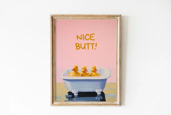 Nice Butt Bathroom Poster, Maximalist Y2K Decor