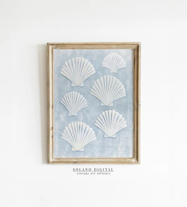 Sea Shells Vintage Coastal Art Print