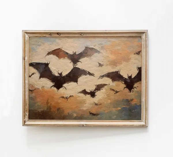 Abstract Bats Moody Halloween Art Print
