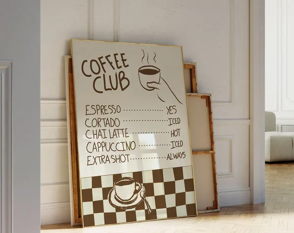 Coffee Menu Retro Kitchen Art Print