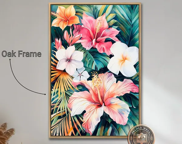 Tropical Hibiscus Flowers Botanical Wall Art Print