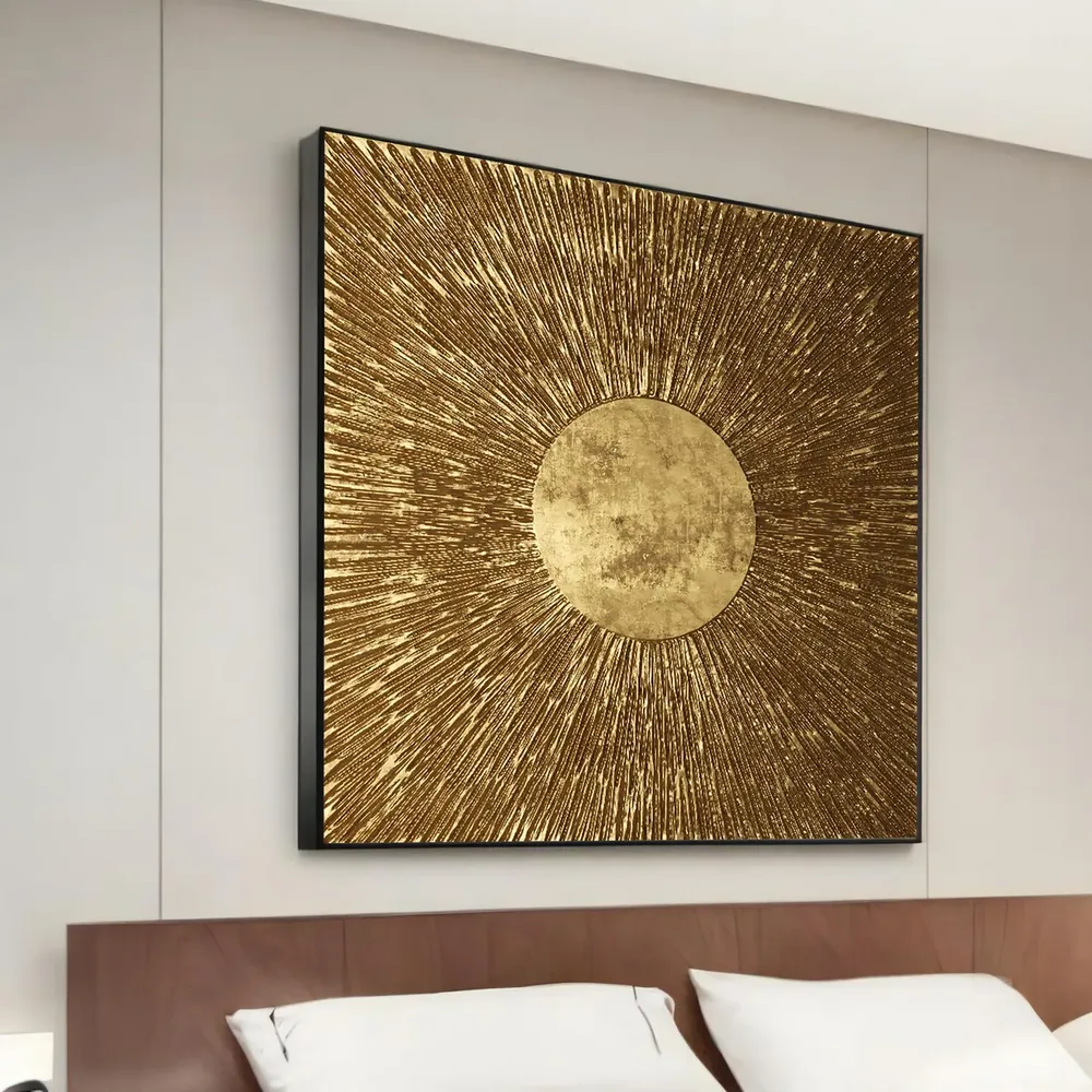 Golden Sunburst Modern Wall Art Print