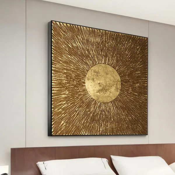 Golden Sunburst Modern Wall Art Print