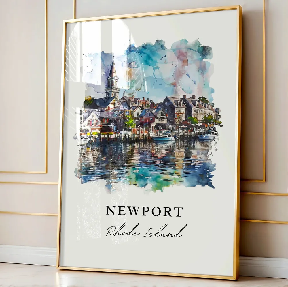 Newport Ri Watercolor Travel Poster, Aquidneck - Image 4
