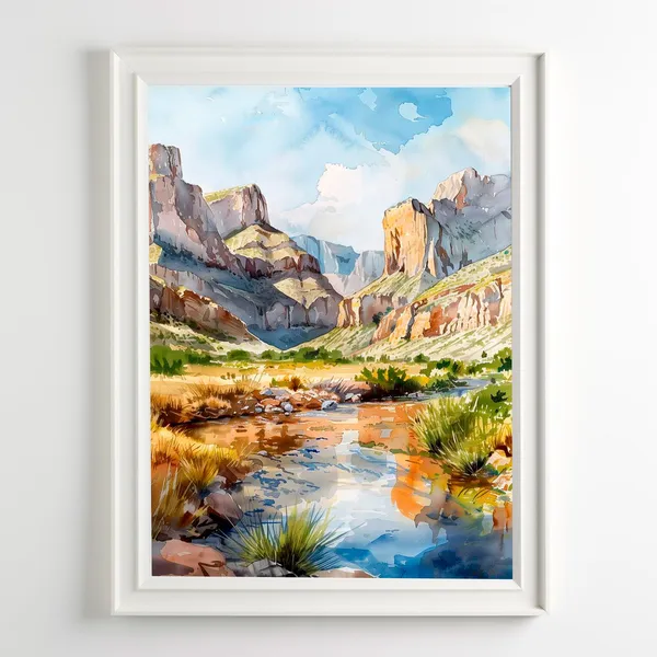 Big Bend National Park Watercolor Art Print, Landscape