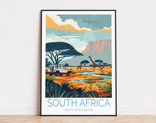 South Africa Travel Poster, Southern Africa Safari