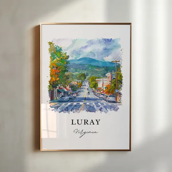 Luray Virginia Watercolor Travel Poster, Shenandoah Valley