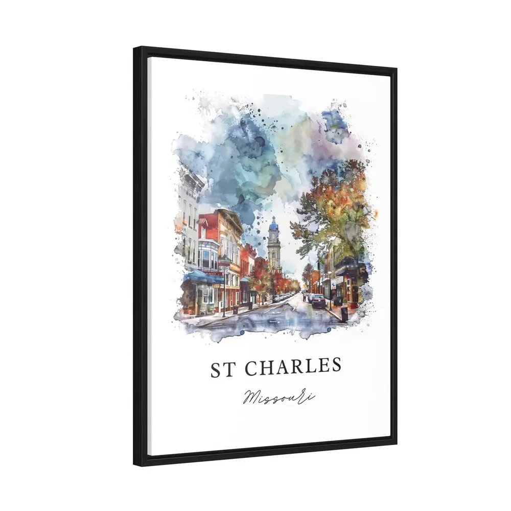 St Charles Missouri Watercolor Travel Poster, Housewarming - Image 2