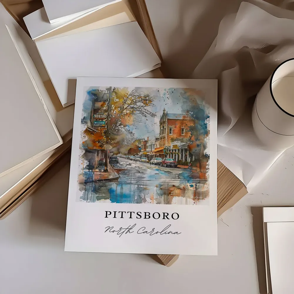 Pittsboro NC Watercolor Travel Poster, Chatham County - Image 6