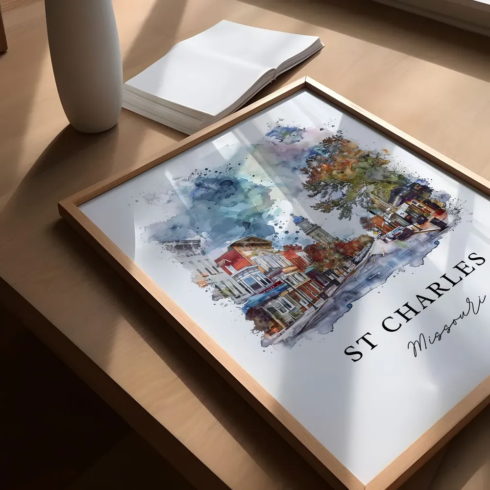 St Charles Missouri Watercolor Travel Poster, Housewarming - Image 5