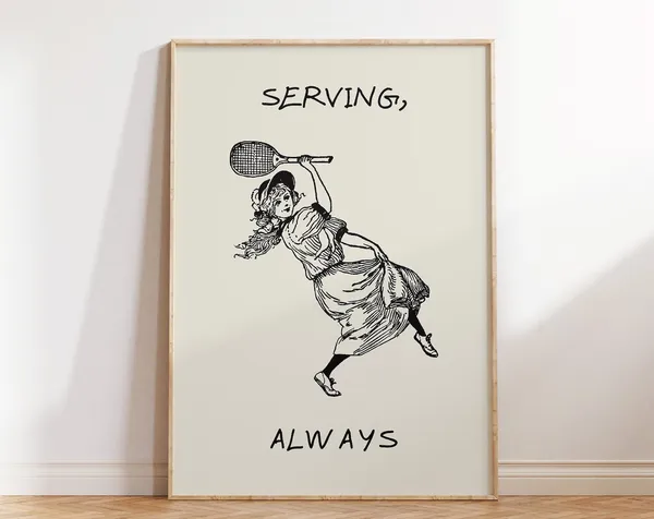 Vintage Tennis Positive Quote Art Print, Bedroom Decor