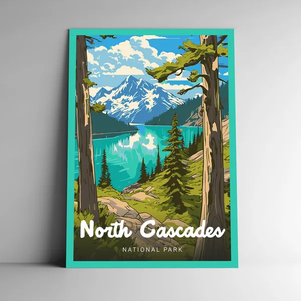 North Cascades National Park Vintage Travel Poster