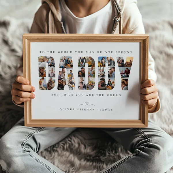 Daddy Photo Collage Template, Gift For Dad