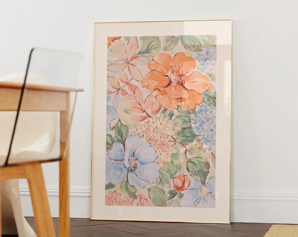 Watercolor Floral Painting Art Print, Wildflowers