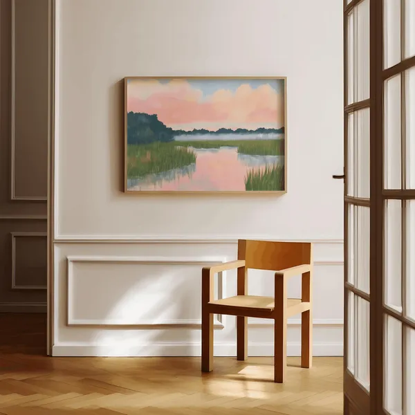 Pastel Marsh Sunset Landscape Art Print, Carolina Lowcountry
