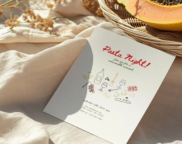 Pasta Night Party Invitation Template, Tomato Invite