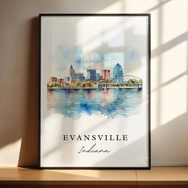 Evansville Traditional Travel Poster, Illinois