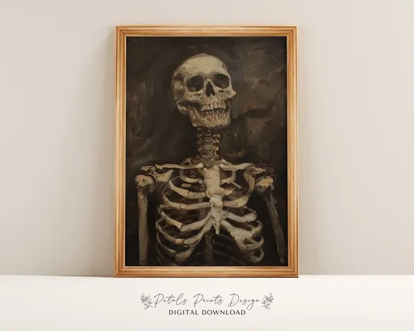 Halloween Skeleton Vintage Style Art Print