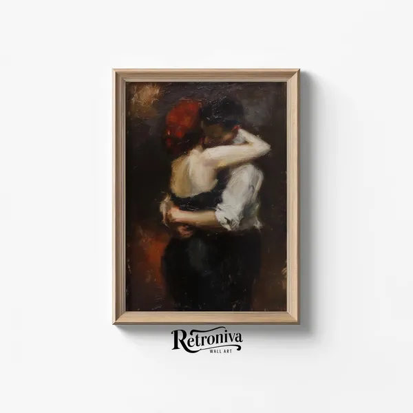 Dancing Couple Vintage Oil Painting Art Print