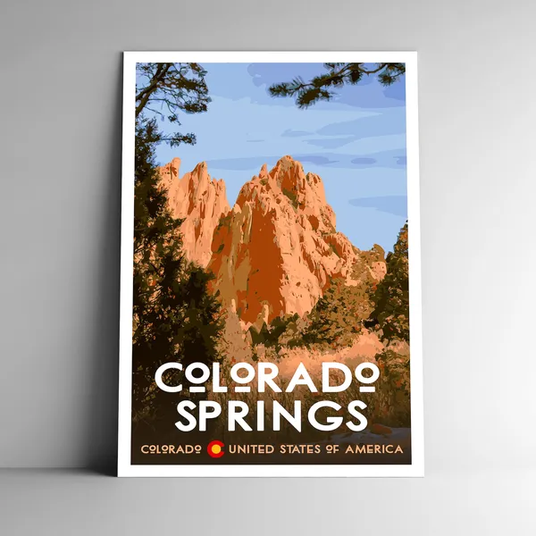 Colorado Springs Vintage Style Travel Poster