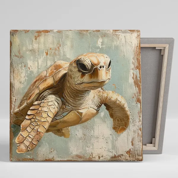 Sea Turtle Coastal Rustic Living Room Art Print