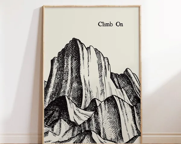 Vintage Climbing Print, Minimalist Crag Poster